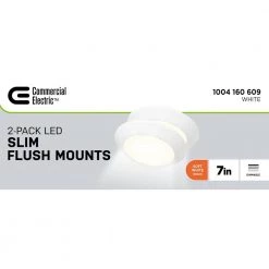 Commercial Electric 7 in. White LED Flush Mount (2-Pack) -Commercial Electric Sales white commercial electric flush mount lights jvj3011l 8 wht d4 1000
