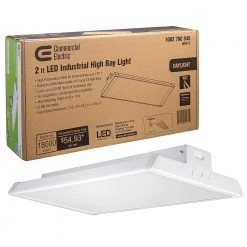 Commercial Electric 2 ft. 400-Watt Equivalent 18,000 Lumens 171-Watts Integrated LED Dimmable White High Bay Light 120-277 Volt 5000K