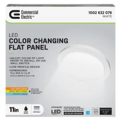 Commercial Electric 11 in. 12.5-Watt Dimmable White Integrated LED Edge-Lit Round Flat Panel Flush Mount Ceiling Light Color Changing 13 Commercial Electric 11 in. 12.5-Watt Dimmable White Integrated LED Edge-Lit Round Flat Panel Flush Mount Ceiling Light Color Changing -Commercial Electric Sales white commercial electric led panel lights 74210 hd 40 1000