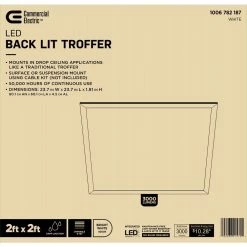 Commercial Electric 2 ft. x 2 ft. 48-Watt Equivalent 3000 Lumens Integrated LED White Panel, 4000K 9 Commercial Electric 2 ft. x 2 ft. 48-Watt Equivalent 3000 Lumens Integrated LED White Panel, 4000K -Commercial Electric Sales white commercial electric led panel lights pl smarb030gsth c3 1000