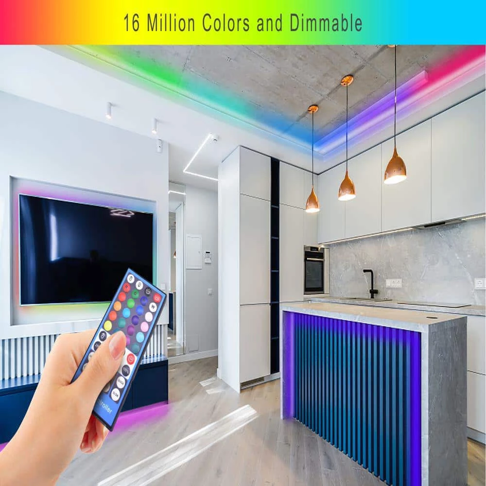 Commercial Electric 32 ft. Indoor/Outdoor RGB Plus W LED Strip Light with RF Remote 6 Commercial Electric 32 ft. Indoor/Outdoor RGB Plus W LED Strip Light with RF Remote - Image 4