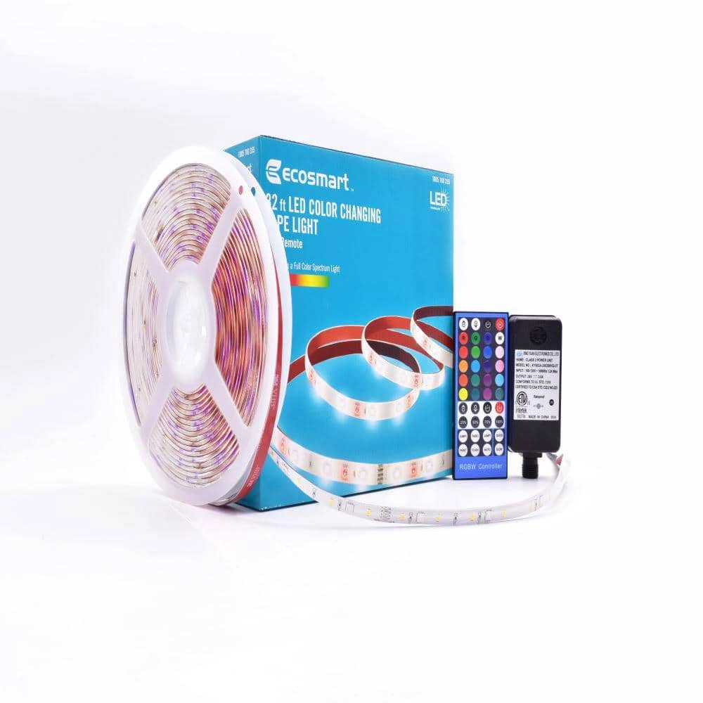 Commercial Electric 32 ft. Indoor/Outdoor RGB Plus W LED Strip Light with RF Remote 4 Commercial Electric 32 ft. Indoor/Outdoor RGB Plus W LED Strip Light with RF Remote - Image 2