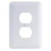 Commercial Electric White 1-Gang Duplex Outlet Metal Wall Plate (Paintable) -Commercial Electric Sales white commercial electric outlet wall plates pmtw d 64 1000