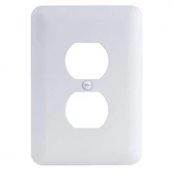 Commercial Electric White 1-Gang Duplex Outlet Metal Wall Plate (Paintable)