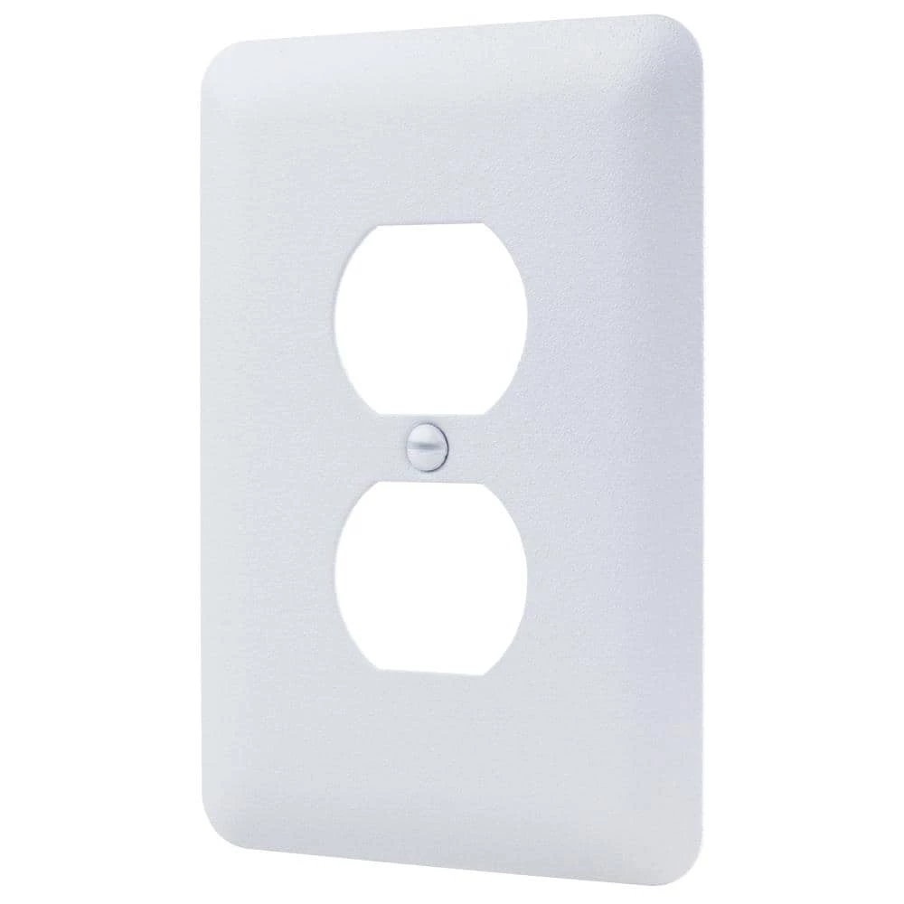 Commercial Electric White 1-Gang Duplex Outlet Metal Wall Plate (Paintable) 4 Commercial Electric White 1-Gang Duplex Outlet Metal Wall Plate (Paintable) - Image 2
