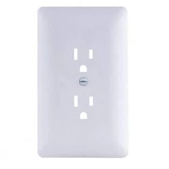 Commercial Electric 1-Gang Plastic Duplex Outlet Wall Plate Cover-Up, White (Paintable)