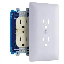 Commercial Electric 1-Gang Plastic Duplex Outlet Wall Plate Cover-Up, White (Paintable) -Commercial Electric Sales white commercial electric outlet wall plates ppcw d a0 1000