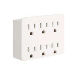 Commercial Electric 15 Amp 6-Outlet Grounded AC/DC Adapters, White