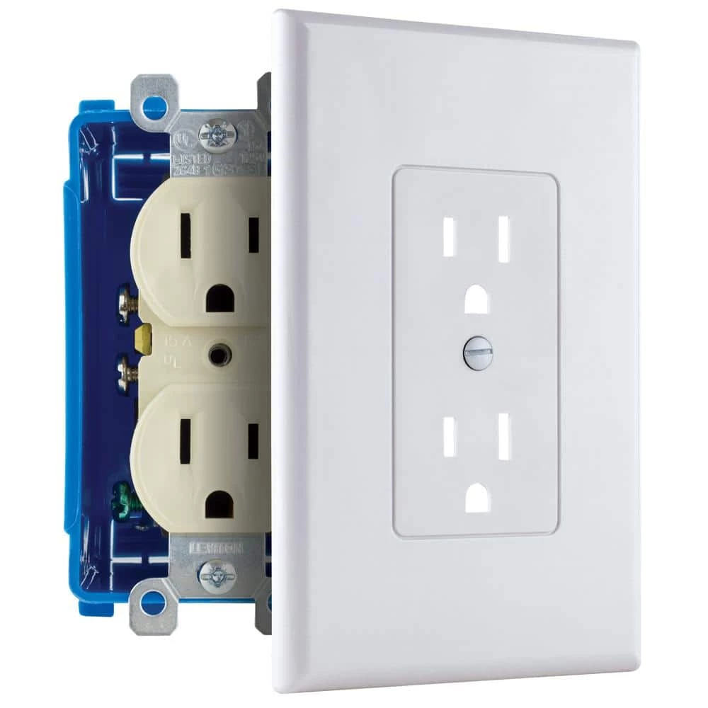 Commercial Electric White 1-Gang Duplex Outlet Cover-Up Plastic Wall Plate 5 Commercial Electric White 1-Gang Duplex Outlet Cover-Up Plastic Wall Plate - Image 3