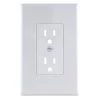 Commercial Electric White 1-Gang Duplex Outlet Cover-Up Plastic Wall Plate -Commercial Electric Sales white commercial electric rocker light switch plates ppcw r 64 1000