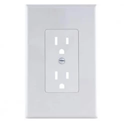 Commercial Electric White 1-Gang Duplex Outlet Cover-Up Plastic Wall Plate