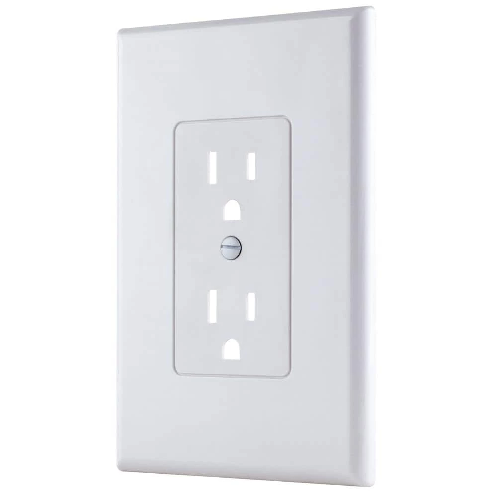 Commercial Electric White 1-Gang Duplex Outlet Cover-Up Plastic Wall Plate 4 Commercial Electric White 1-Gang Duplex Outlet Cover-Up Plastic Wall Plate - Image 2