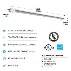Commercial Electric 4 ft. 88-Watt Equivalent Integrated LED Utility White Shop Light with Pull Chain, Bright White 15 Commercial Electric 4 ft. 88-Watt Equivalent Integrated LED Utility White Shop Light with Pull Chain, Bright White -Commercial Electric Sales white commercial electric shop lights 74104 hd 40 1000