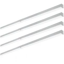 Commercial Electric Commercial 8 ft. (Two 4ft.) 440 Watt Equivalent Integrated LED White Multi-Volt Strip Light Fixture 11000 Lumen (4-Pack)