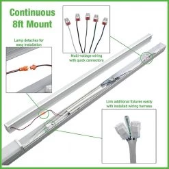 Commercial Electric Commercial 8 ft. (Two 4ft.) 440 Watt Equivalent Integrated LED White Multi-Volt Strip Light Fixture 11000 Lumen (4-Pack) -Commercial Electric Sales white commercial electric strip light fixtures 54598191 a 4pk 66 1000