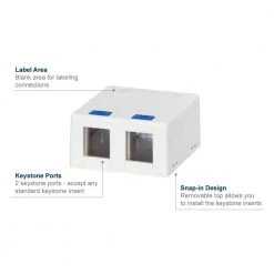 Commercial Electric 2-Port Category 5e and Category 6 Surface Mounting Box -Commercial Electric Sales white commercial electric structured media accessories 5322 wh 4f 1000