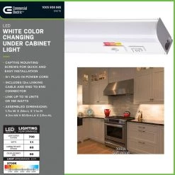 Commercial Electric 24 in. 11-Watt Plug-In Color Changing LED Under Cabinet Light 3-Position Switch Linkable 700 Lumens Cords Included -Commercial Electric Sales white commercial electric under cabinet lights 54194202 fa 1000