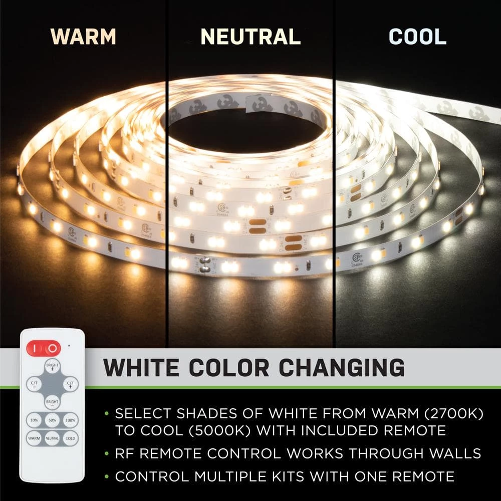 Commercial Electric 16 ft. LED Tunable White Tape Light Kit- Under Cabinet Light 5 Commercial Electric 16 ft. LED Tunable White Tape Light Kit- Under Cabinet Light - Image 3