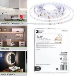 Commercial Electric 16 ft. LED AC Dimmable White Tape Light Kit Under Cabinet Light -Commercial Electric Sales white commercial electric under cabinet lights c421511 44 1000