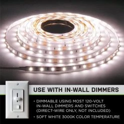 Commercial Electric 16 ft. LED AC Dimmable White Tape Light Kit Under Cabinet Light -Commercial Electric Sales white commercial electric under cabinet lights c421511 4f 1000