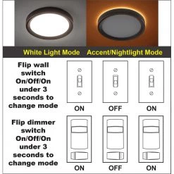 Commercial Electric 9 inch Color Selectable LED Flush Mount w/ Night Light Feature Optional White and Oil Rubbed Bronze Trim Rings 21 Commercial Electric 9 inch Color Selectable LED Flush Mount w/ Night Light Feature Optional White and Oil Rubbed Bronze Trim Rings -Commercial Electric Sales white oil rubbed bronze commercial electric flush mount lights 56582112 4f 1000