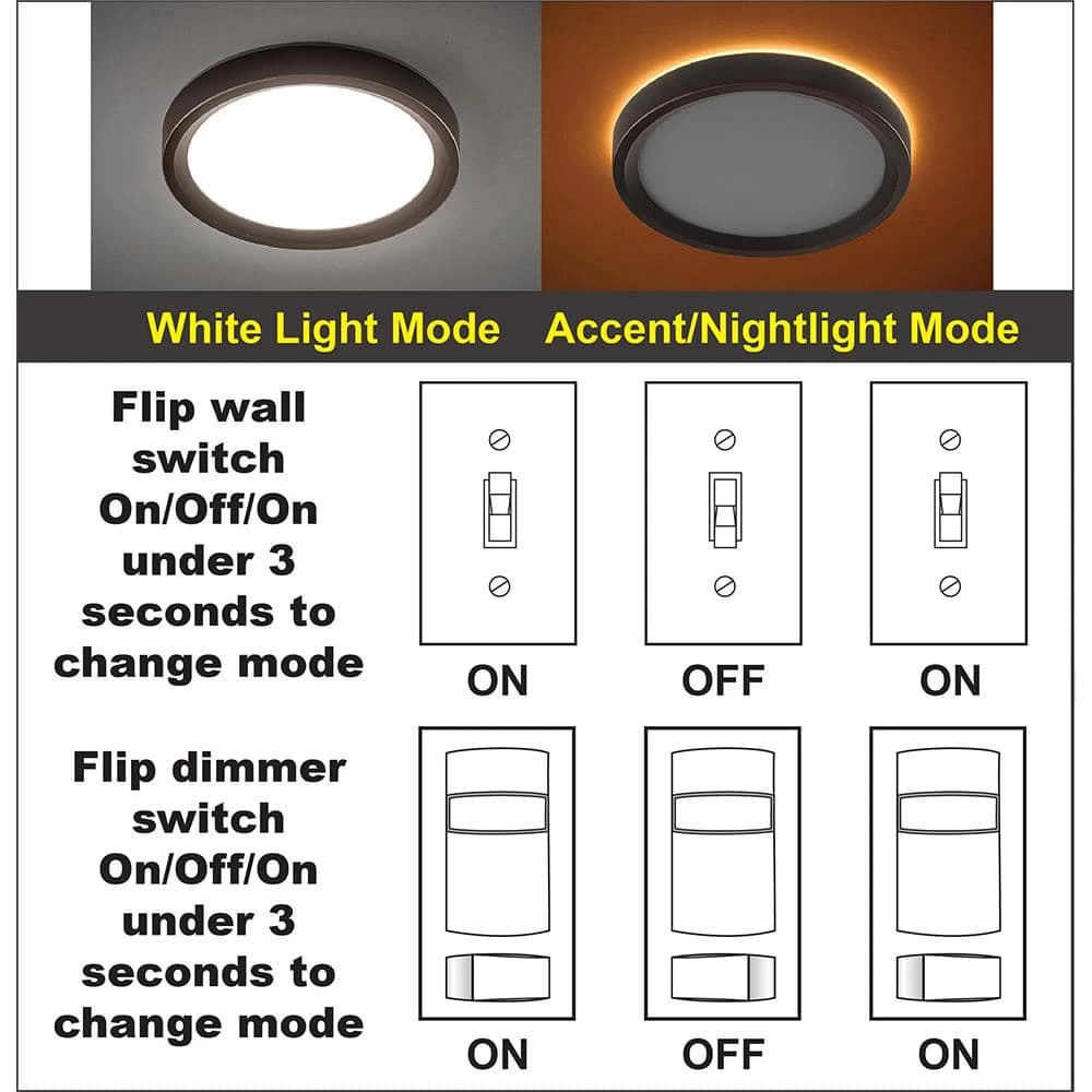 Commercial Electric 9 inch Color Selectable LED Flush Mount w/ Night Light Feature Optional White and Oil Rubbed Bronze Trim Rings 10 Commercial Electric 9 inch Color Selectable LED Flush Mount w/ Night Light Feature Optional White and Oil Rubbed Bronze Trim Rings - Image 8