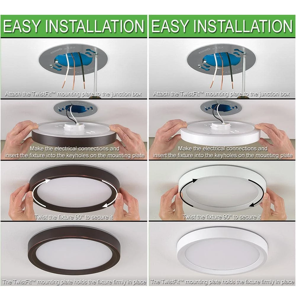 Commercial Electric 9 inch Color Selectable LED Flush Mount w/ Night Light Feature Optional White and Oil Rubbed Bronze Trim Rings 6 Commercial Electric 9 inch Color Selectable LED Flush Mount w/ Night Light Feature Optional White and Oil Rubbed Bronze Trim Rings - Image 4