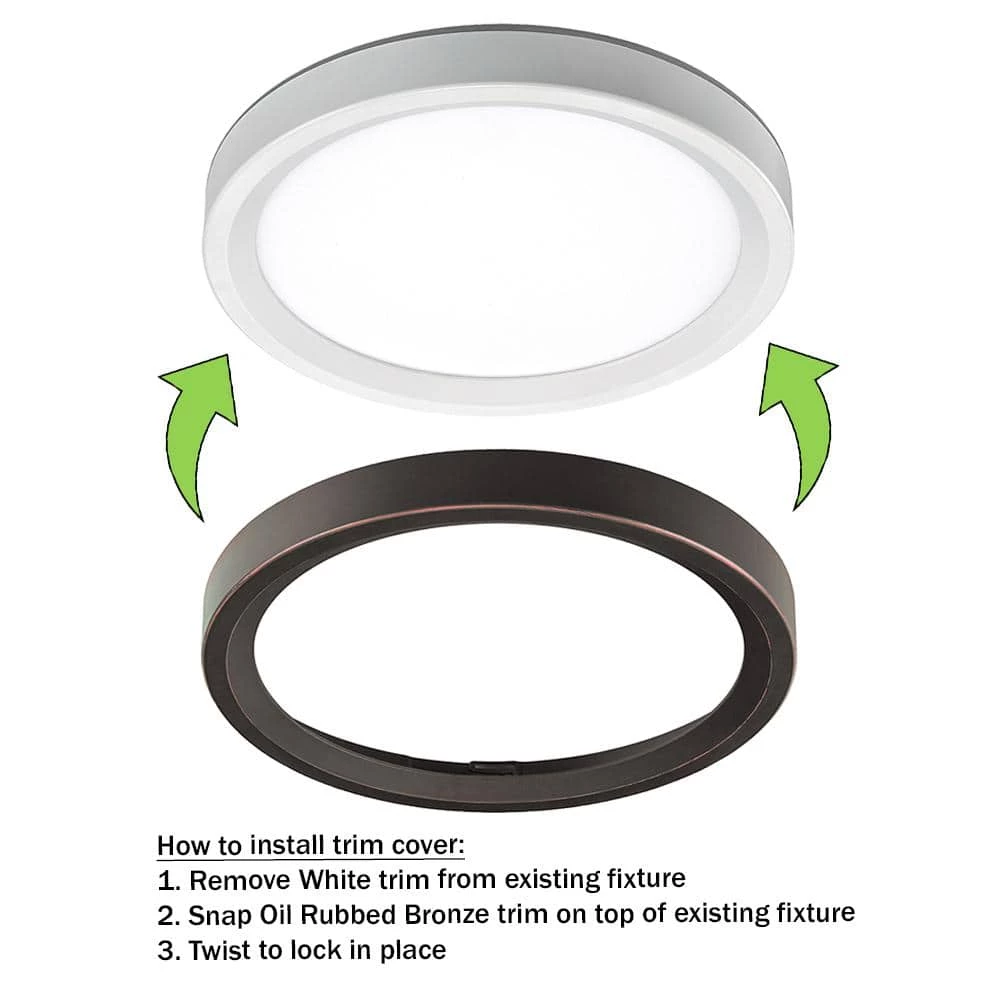 Commercial Electric 9 inch Color Selectable LED Flush Mount w/ Night Light Feature Optional White and Oil Rubbed Bronze Trim Rings 4 Commercial Electric 9 inch Color Selectable LED Flush Mount w/ Night Light Feature Optional White and Oil Rubbed Bronze Trim Rings - Image 2