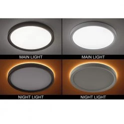 Commercial Electric 13 in. Color Selectable LED Flush Mount with Night Light Feature Optional White and Oil Rubbed Bronze Trim Rings -Commercial Electric Sales white oil rubbed bronze commercial electric flush mount lights 56584112 44 1000