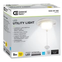 Commercial Electric 5 in. Closet Utility Light Lampholder with Pull Chain LED Flush Mount 650 Lumens 7-Watts 4000K Bright White -Commercial Electric Sales white pull chain commercial electric flush mount lights 564211410 1f 1000